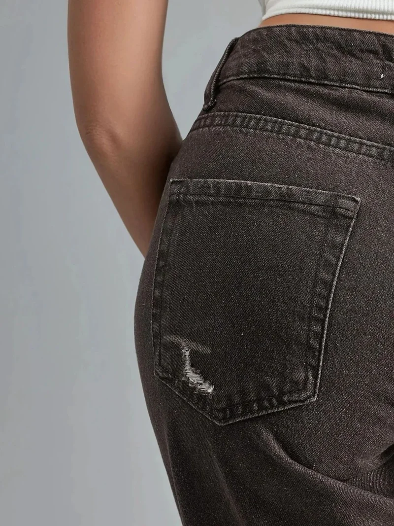 HICCUP Dark Mocha Brown 90's High Waist Wide Leg Denim Jeans for Women | Best Price UAE